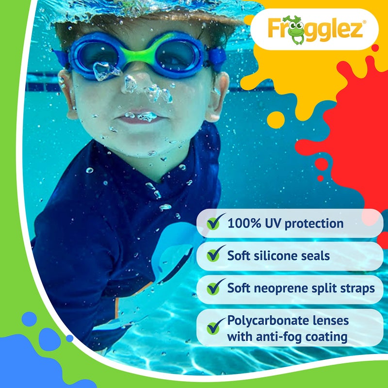 Frogglez Youth Wide View Anti-Fog Crystal Clear Swim Goggle Mask for Kids under 10 (Ages 4-10) Recommended by Parents; Premium Pain-Free Strap, Green - Image 5